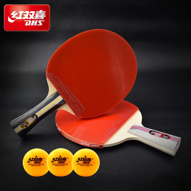 DHS Black & Red Carbon Fiber Table Tennis Racket Double Pimples-in Rubber Pingpong Racket for Teenager Player