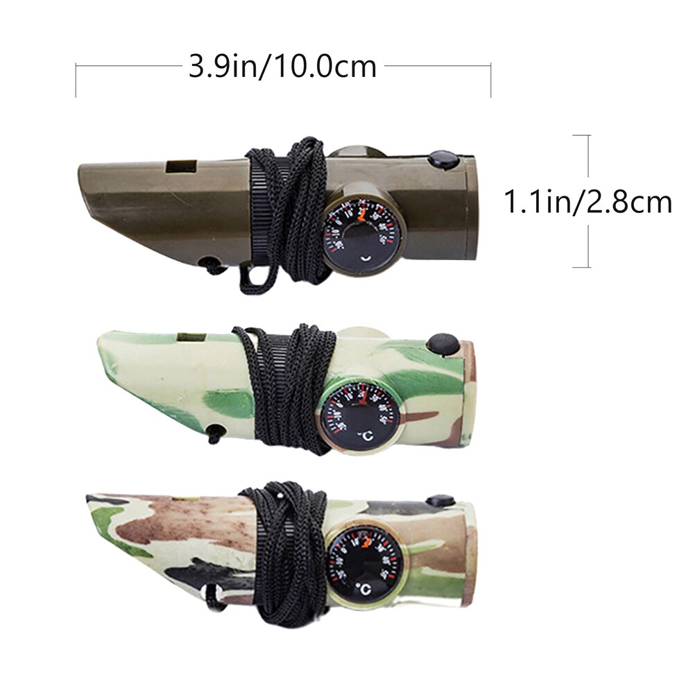 3Pcs 7-In-1 Outdoor Multifunctionele Fluitjes Led Kompas Fluitjes