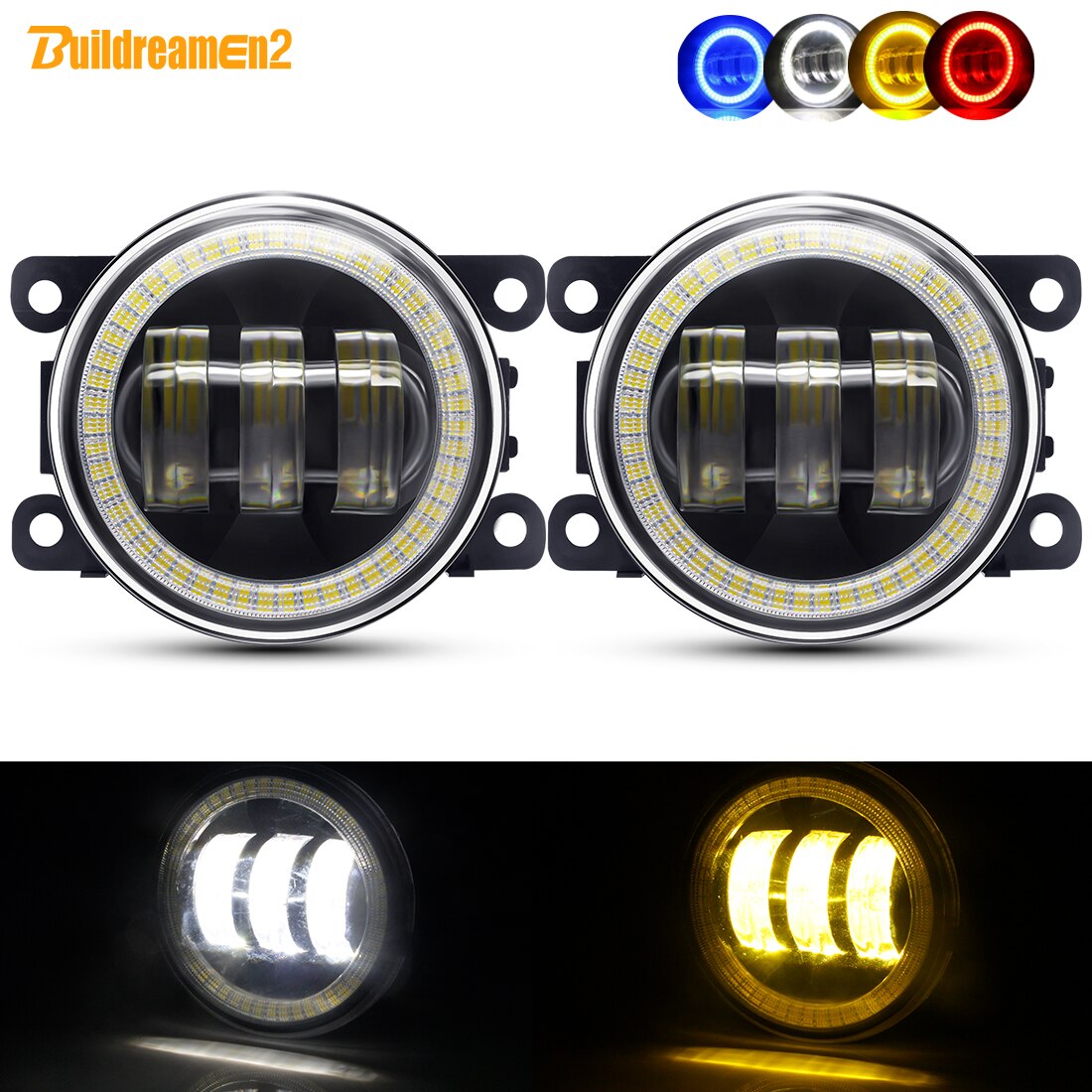 2 Pieces Angel Eye Fog Light For Suzuki Grand Vitara Jimny Swift SX4 Splash Alto Ignis Car LED Lens DRL Fog Daytime Running Lamp