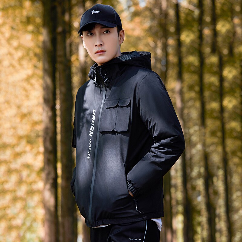 Pioneer Camp-Parkas de invierno para hombre, chaqueta informal cálida a prueba de viento para exteriores, color negro con cremallera, XMF023126,: M