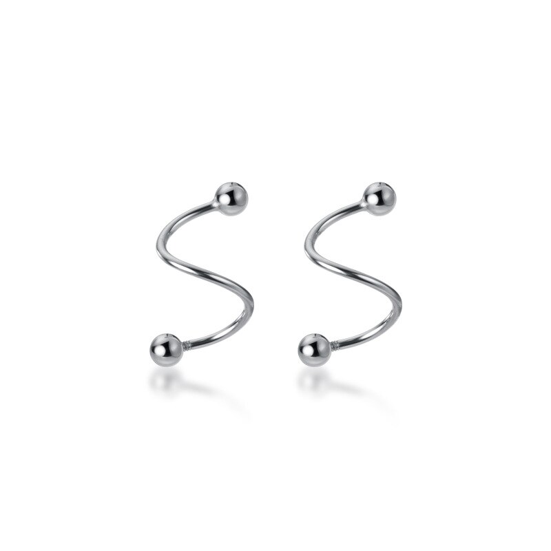 MloveAcc S925 Sterling Silber Koreanische Minimalistischen Spirale Perlen Schraube-zurück Bolzen Ohrringe für Frauen Dame Tochter Schmuck