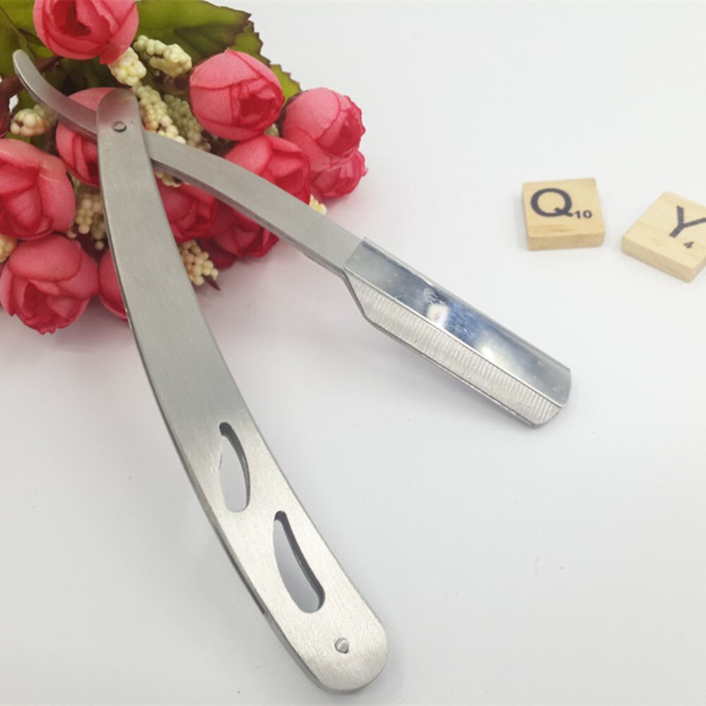 Stainless Steel Shaving Razor Straight Edge Razors Pro Mens Folding Shaving Manual Beard Shaver Barber Shaver Tool (Silver)