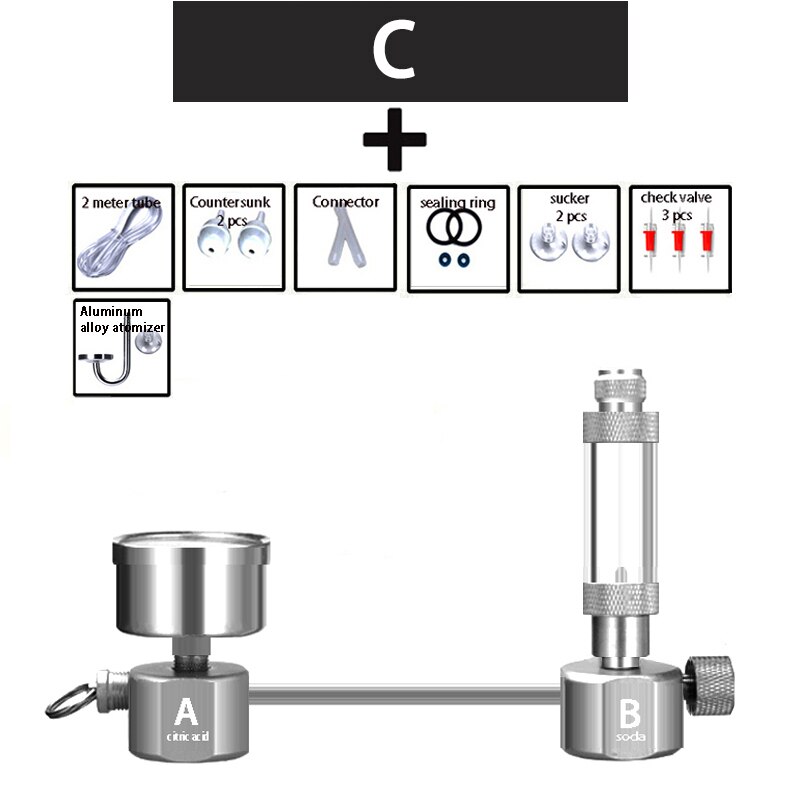 Zrdr Aquarium Diy CO2 Generator Systeem Kit CO2 Generator, Bubble Counter Diffuser Met Magneetventiel, voor/Aquatische Plantengroei: Package C