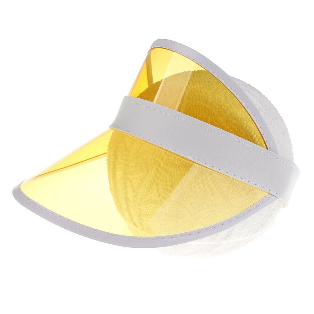 Sombrero de verano, visera de sol, sombrero Casual de , gorra de plástico transparente de PVC para niños, negro, azul, verde, rosa: Amarillo