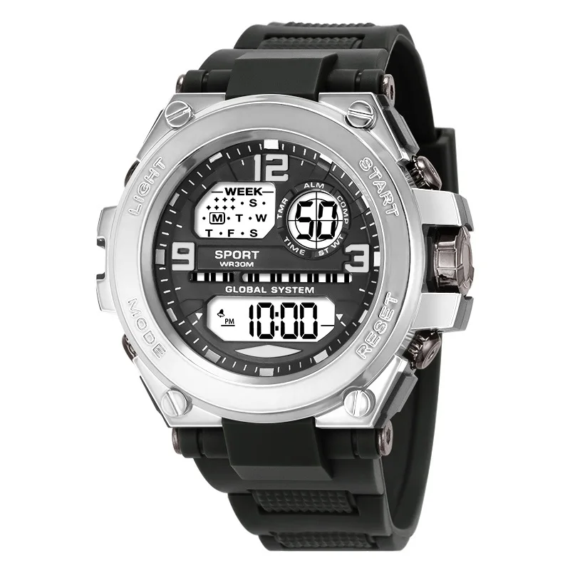 Reloj deportivo multifunción para hombre, reloj despertador luminoso resistente al agua, reloj Digital LED para hombre, reloj de pulsera electrónico con Esfera Grande para hombre: Oro