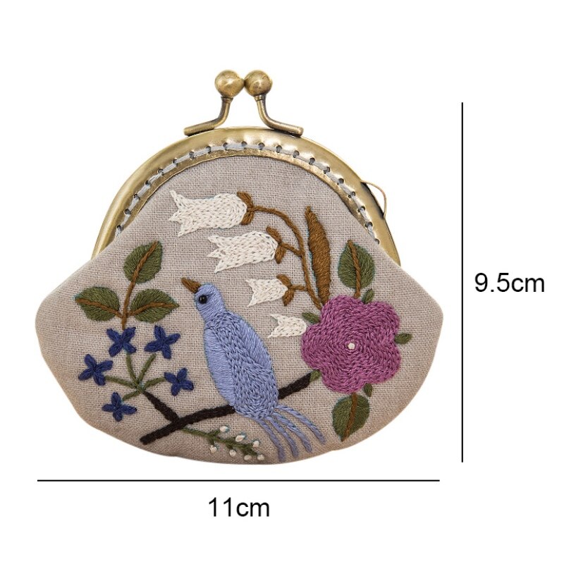 Handwork Crafts DIY Embroidery Coin Purse Cloth Material Package Embroidery Kit Flower Alone Handmade Cross Stitch kit: A7