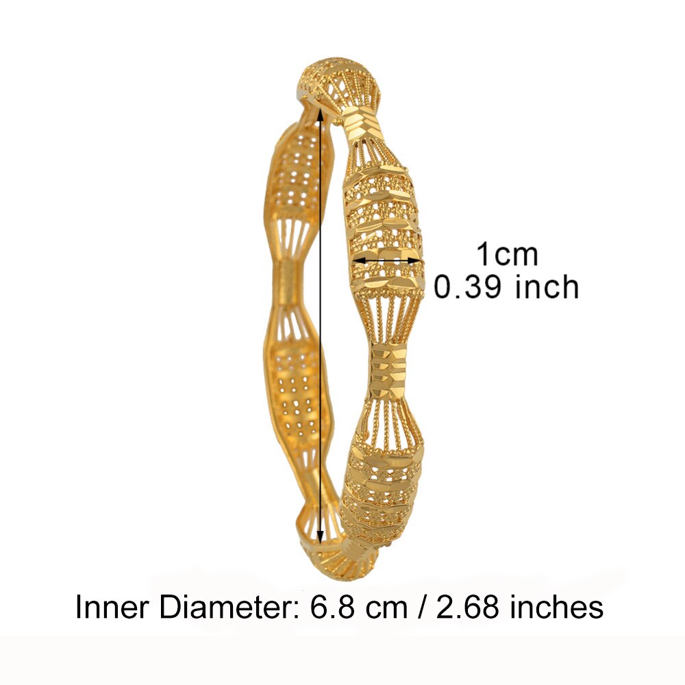 Anniyo 4 Stks/partij, niet Open/Dubai Bangle Armband Voor Vrouwen Gouden Kleur Sieraden Afrikaanse Arabische #088106M