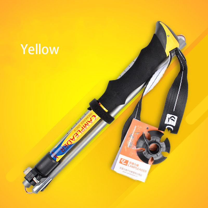 5 Section Folding Walking Stick Hiking Accessories Folding Carbon Climbing Stick Trekking Pole Telescopic Baton: Yellow