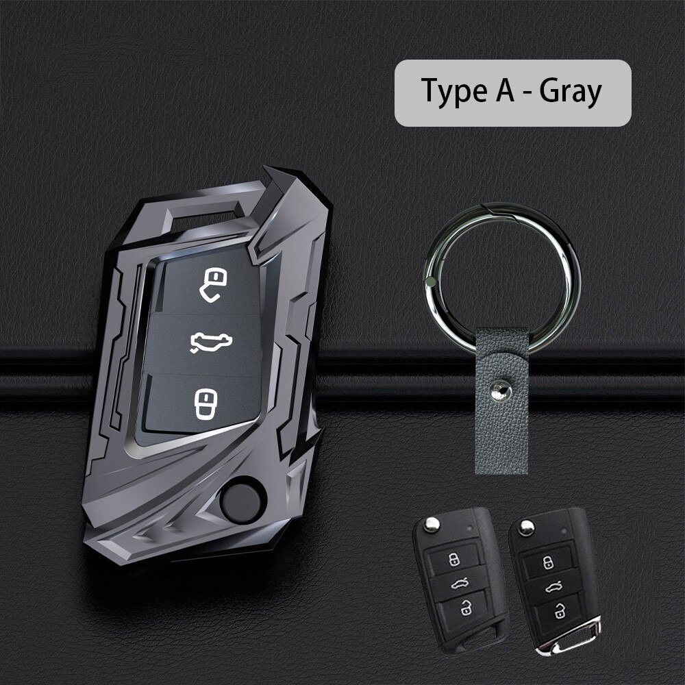 Zinklegering auto afstandsbediening sleutelbehuizing voor volkswagen vw golf 7 mk7 tiguan touran voor skoda octavia  a7 seat leon ibiza: Grijs-a