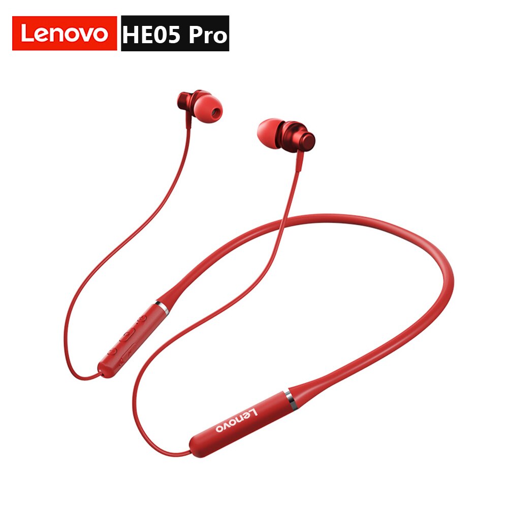 Lenovo HE05 Pro Bluetooth 5.0 Earphone In-ear Gaming Wireless Headset IPX5 Waterproof Sports Headphone with Noise Cancelling Mic: HE05 Pro Red