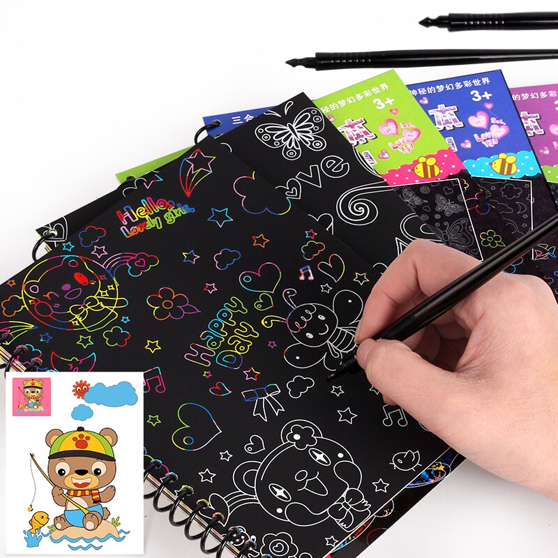 Una varietà di stili Magic Rainbow Art Paper Card set up graffiti template disegno stick fai da te arte pittura giocattoli palestra per bambini