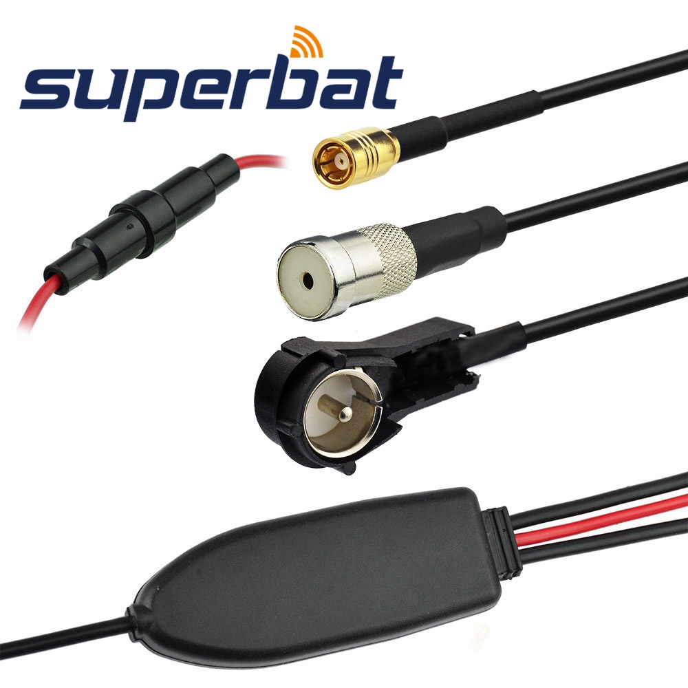 Superbat FM/AM to DAB/FM/AM Car Radio Aerial ISO Connectors Converter/Splitter/Amplifier for Kenwood DAB