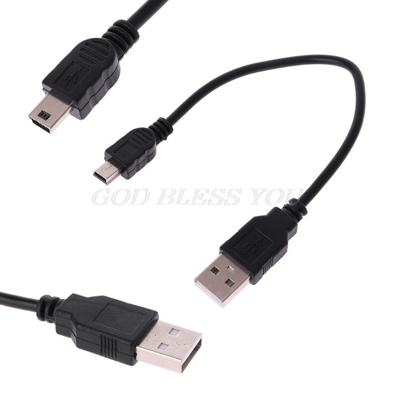 USB Short 2.0 A Male to Mini 5 Pin B Data Charging Cable Cord Adapter