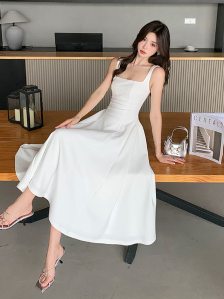 Elegante rot Abendkleider für Damen, ärmellos, für Hochzeitsgäste, Spaghettiträger, A-Linie, weiß, Party, weibliches Abendkleid, Vestidos