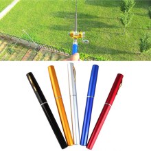Mini canne à pêche télescopique de poche Portable, pliable en forme de stylo, avec moulinet, pour l&#39;extérieur, pêche en lac et en rivière