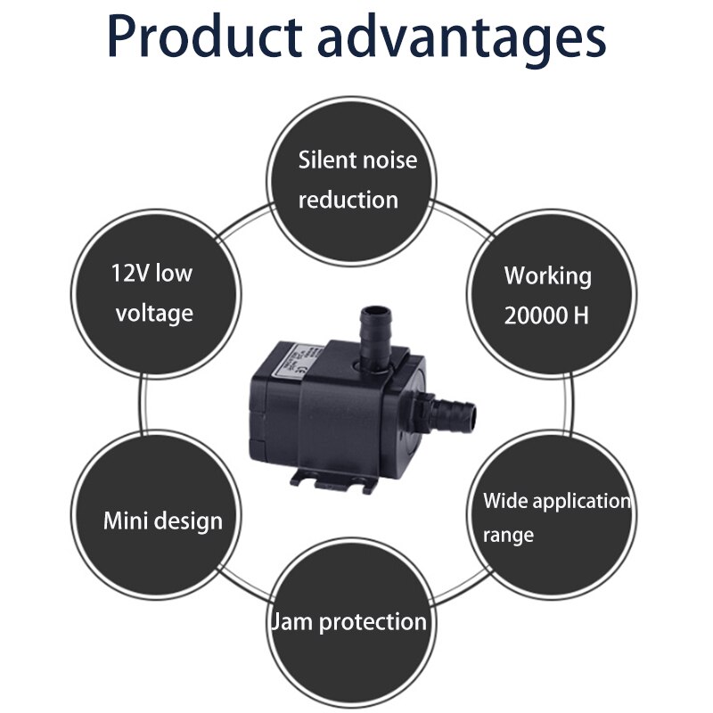 12 Volt Small Mini Submersible Water Pump for DIY Swamp Cooler PC CPU Water Cooling Fountain Water Fall 63 GPH