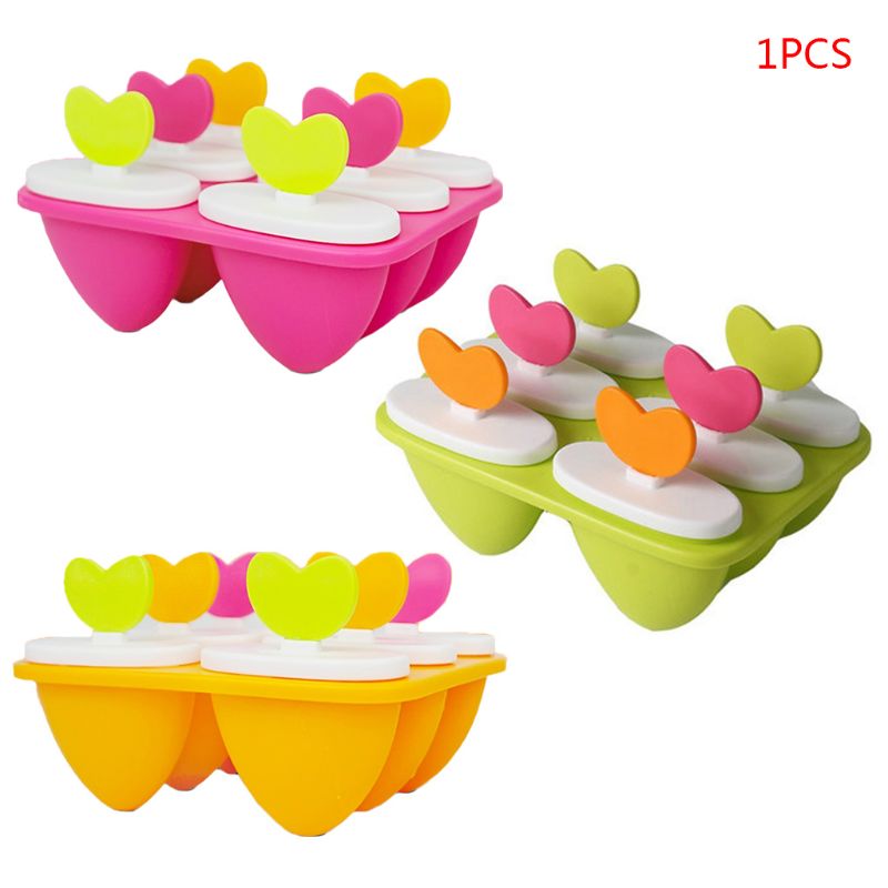 Homemade DIY Ice Cream Mold 6 Cell Heart Frozen Popsicle Lolly Maker Summer Tool X4YD