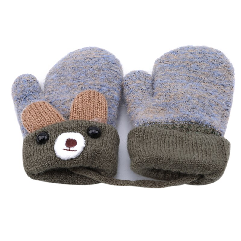 Arrivals Winter Cartoon Bear Patchwork Keep Warm Mittens Children Girls Boys Gloves 1-4 years