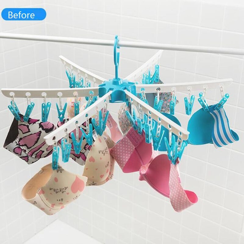 36 Pinnen Sokken Hanger Ondergoed Rek Plastic Magische Hanger Voor Drogen Kinderen Multifunctionele Opvouwbare Kleerhanger Storeage