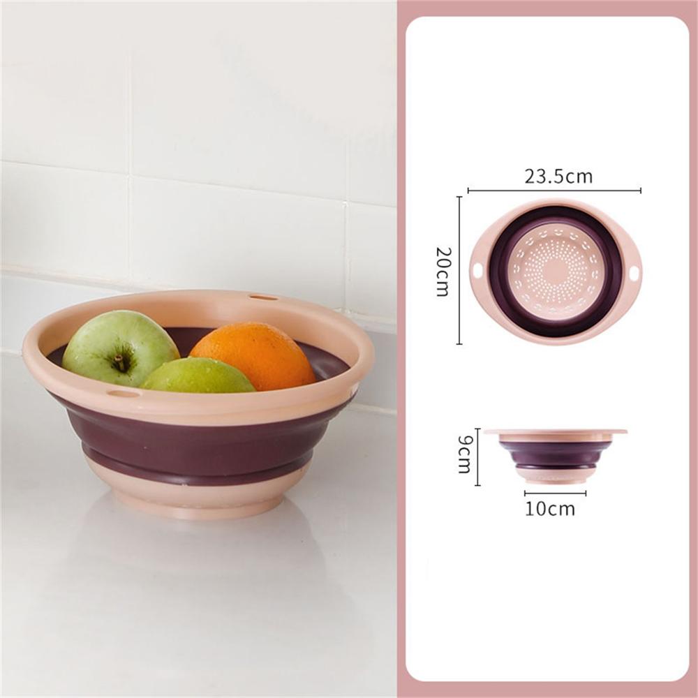 Colourful Kitchen Foldable Drain Basket Wash Fruit Colanders Drainer Basin Folding Vegetables Drain Sieve Food Washing Strainers: S Pink