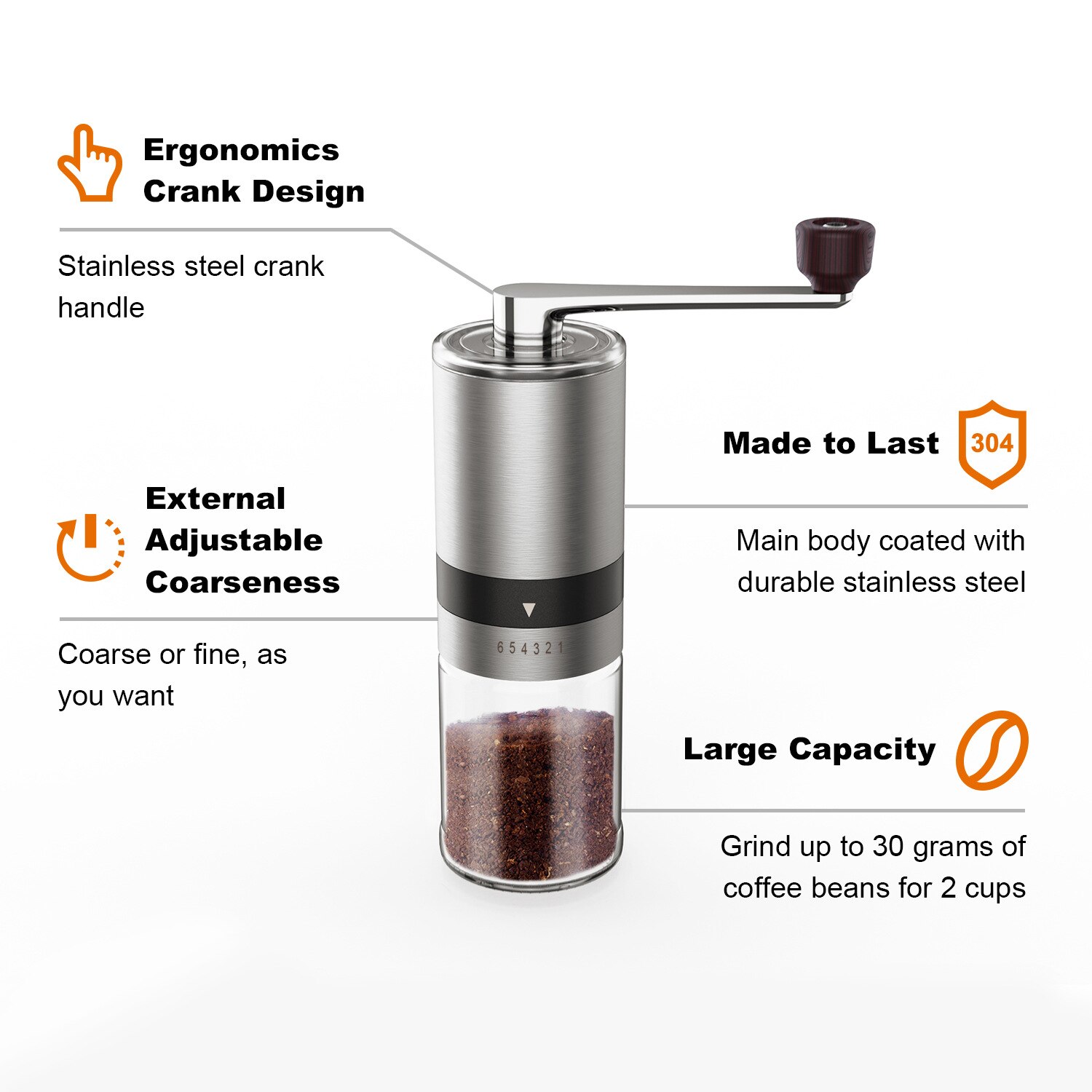 Kitchen Tool Adjustable Grinder Coffee Grinder Mill Stainless Steel Hand Grinder Coffee Machine Coffee Bean Burr Grinders