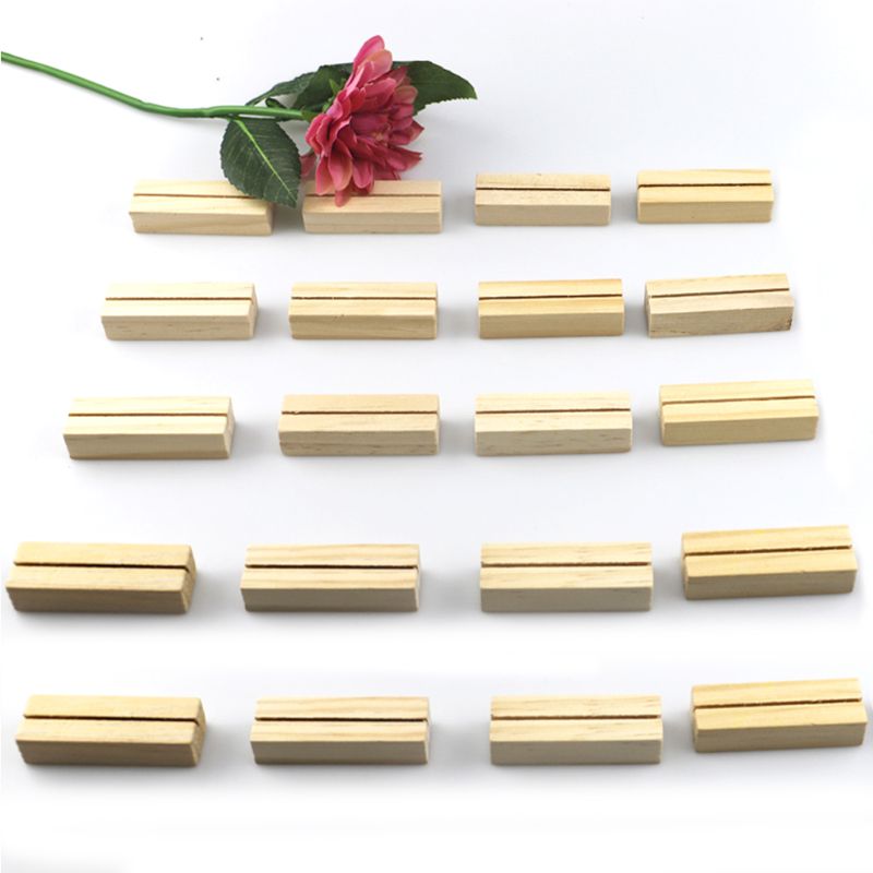 20Pcs Natuurlijke Hout Naam Memo Clips Foto Houder Klem Visitekaartje Stand Desktop Bericht Organizer