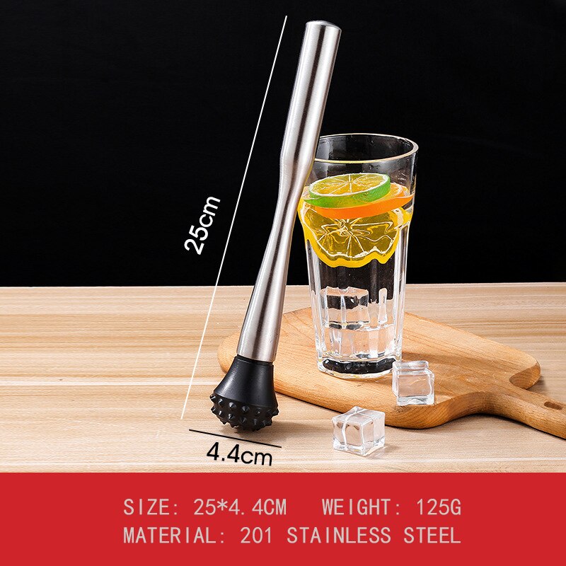 Lemon Stainless Steel Broken Popsicle Bar Mixer Bar Mojito Cocktail DIY Drink Fruit Muddler Crushed Ice Barware Bar Tools: 25cm