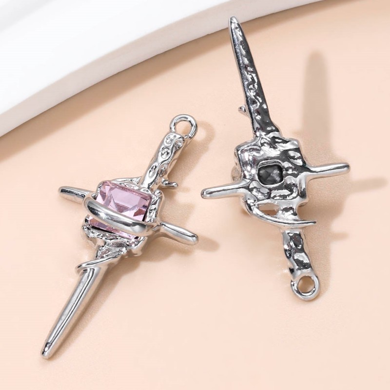 5 stuks roze vlinder-, ster- en hartvormige emaille bedeltjes, schattige  y2k leuke hangers in coole stijl voor het maken van zelfgemaakte sieraden.: Blauw wit verzinkt