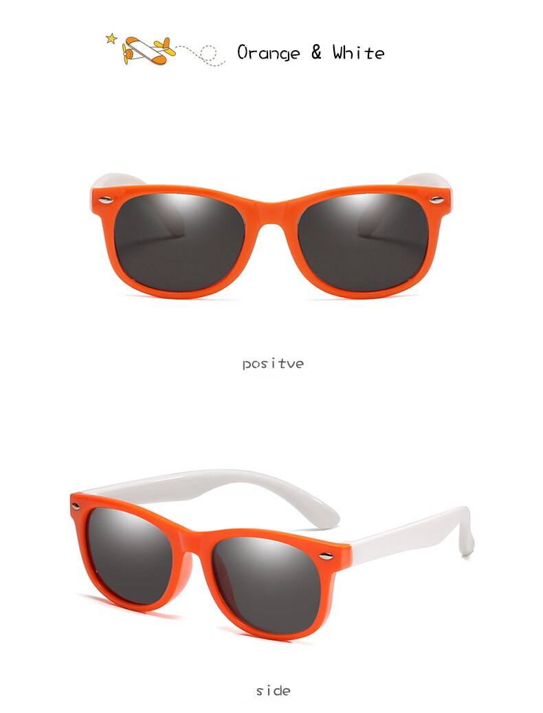 Lange Keeper Gepolariseerde Kids Zonnebril Jongens Meisjes Baby Baby Mode Zonnebril 100% UV400 Brillen Kind Shades Gafas Infantil: orange white