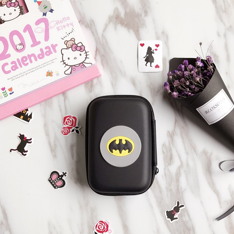 Mini BOLSA PARA auriculares con dibujos animados, organizador de cables USB, funda protectora para auriculares con cremallera, bolsa de almacenamiento para auriculares, monedero: Batman