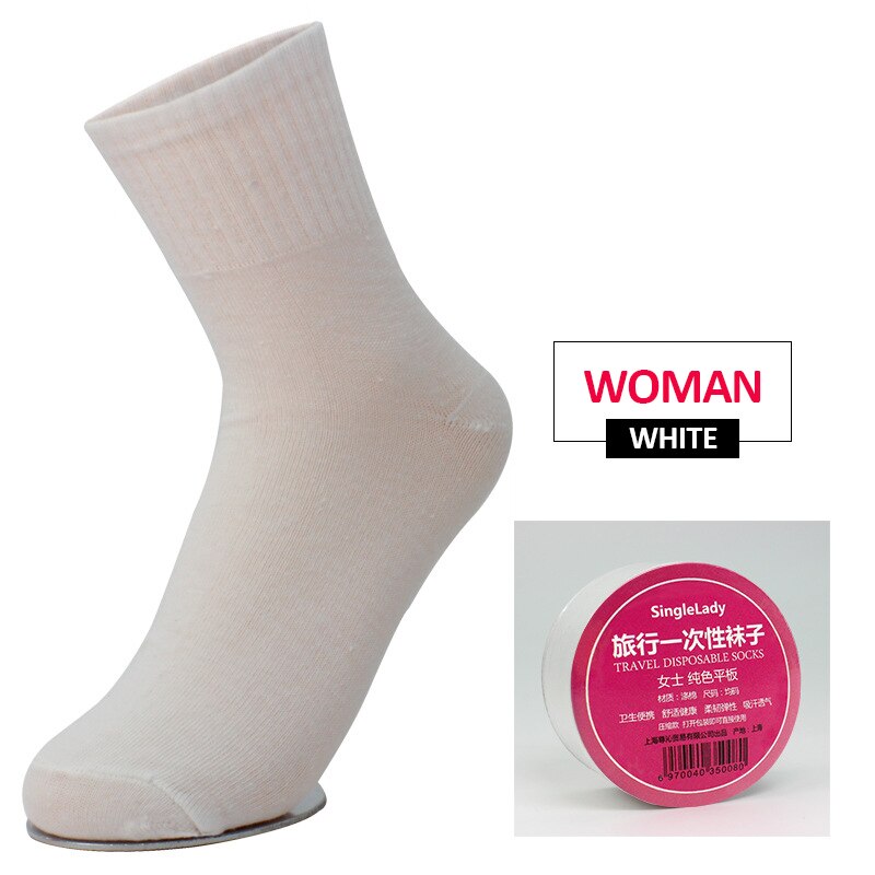 Calcetines desechables blancos Unisex, calcetín deportivo informal, 3 colores, para viajes al aire libre, elásticos de repuesto, SD, 10 par/lote