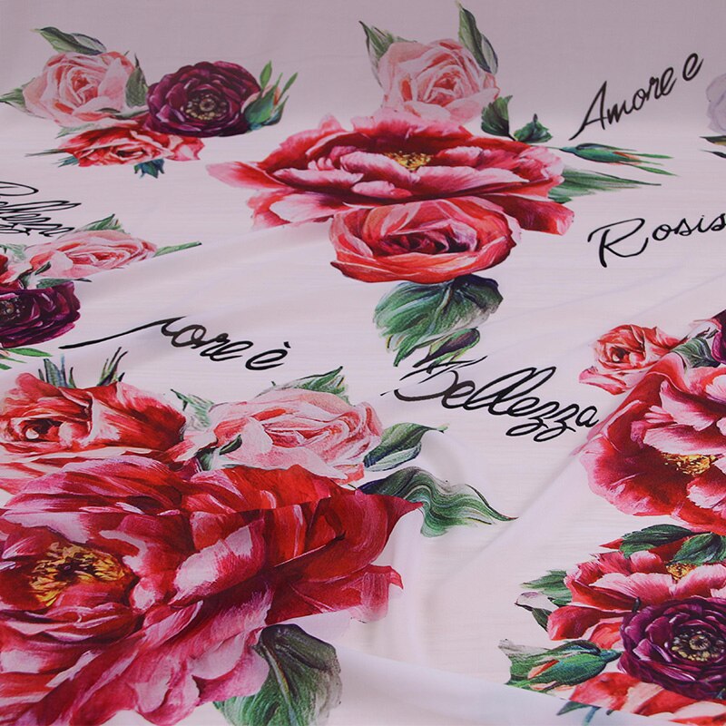 Grote bloem brief gedrukt chiffon stof, zachte chiffon dunne stof voor jurk, lange strand jurk chiffon kleding tissue stof