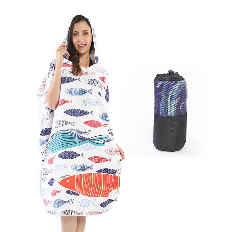 Szybkoschnący szlafrok kąpielowy, ręcznik plażowy z kapturem, ręcznik plażowy dla dorosłych, ponczo, ręczniki damskie, męskie, peleryna robić pływania: 3