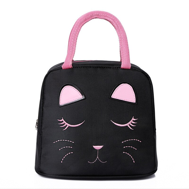 1PCs Fresh Cooler Bags Waterproof Nylon Portable Zipper Thermal Oxford Lunch Bags For Women Convenient Lunch Box Tote Food Bags: Black