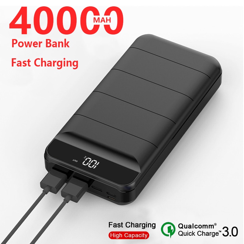 40000mah Power Bank Portable Mobile Phone Charger Pover Bank External Battery Double USB LED Powerbank for Xiaomi MI Iphone