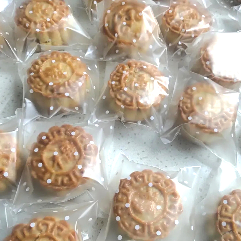 100pcs Transparent Dot Bags DIY Transparent Ziplock Food Bag White Round Dot Candy Cookie Storage Packaging Bag Decoration