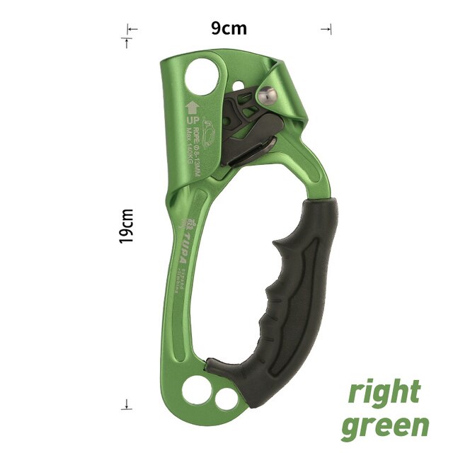 Arrampicata all&#39;aperto dispositivo professionale per arrampicata a mano alpinista maniglia Ascender mano sinistra strumenti per arrampicata a mano destra: green