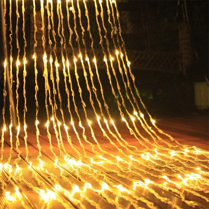 3x2/3x3/6x3M LED Waterfall Curtain Lights Icicle Led String Lights Meteor Shower Rain Fairy Garland Wedding Background Lights: Warm / 3X3M