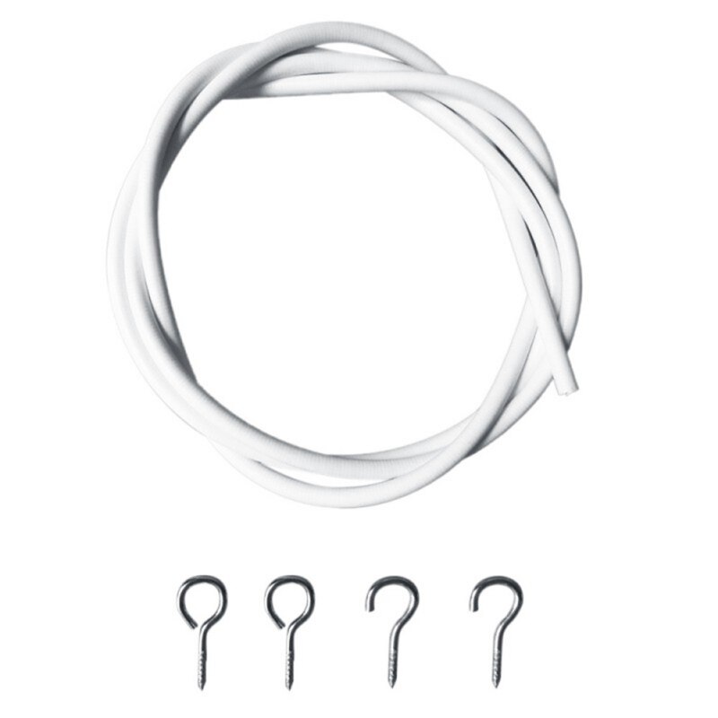 Window Net Curtain Wire Cord Cable Kit Curtain Rope 4 Pair Hooks And