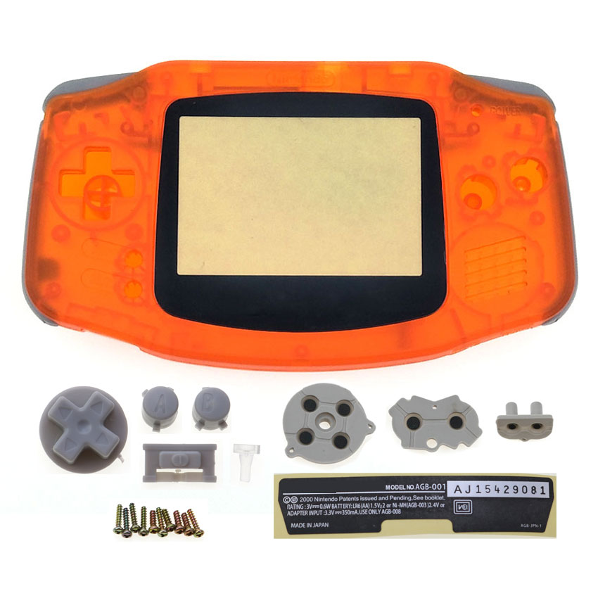 JCD-carcasa de plástico para consola GBA, Kit de botones, etiqueta para lente de pantalla, para Gameboy Advance, 1 ud.