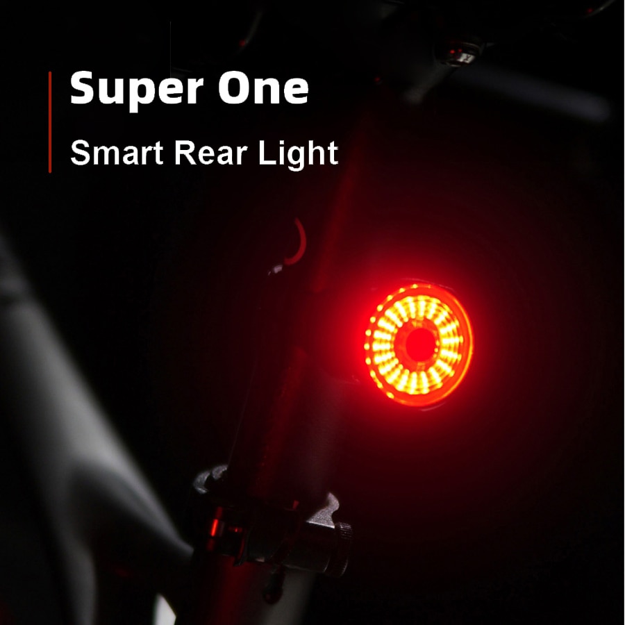 Super en cykel smart baglys auto bremsesensor led lommelygte usb opladning cykel lys vandtæt cykel baglys tilbehør