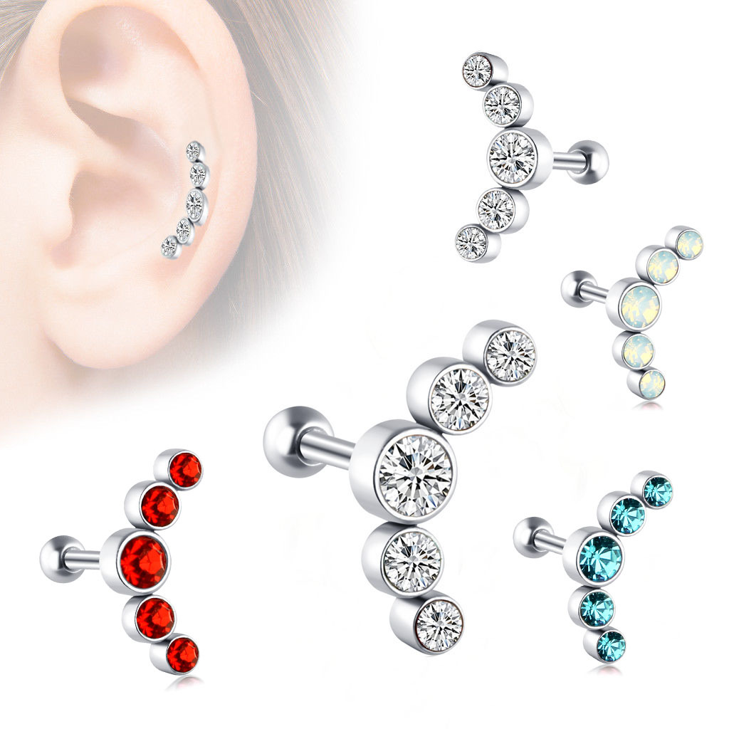 1 Uds. Pendiente de hélice para Piercing de cartílago de cristal, barra de acero inoxidable, pendientes para el trago, joyería Daith para mujer
