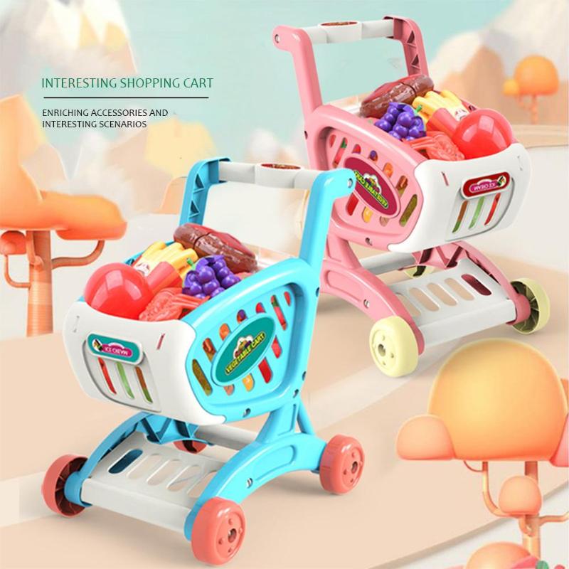 Kid Winkelmandje Trolley Set Gesimuleerde Groente Fruit Speelhuis Boodschappen Speelgoed Kinderen Educatief Gadget