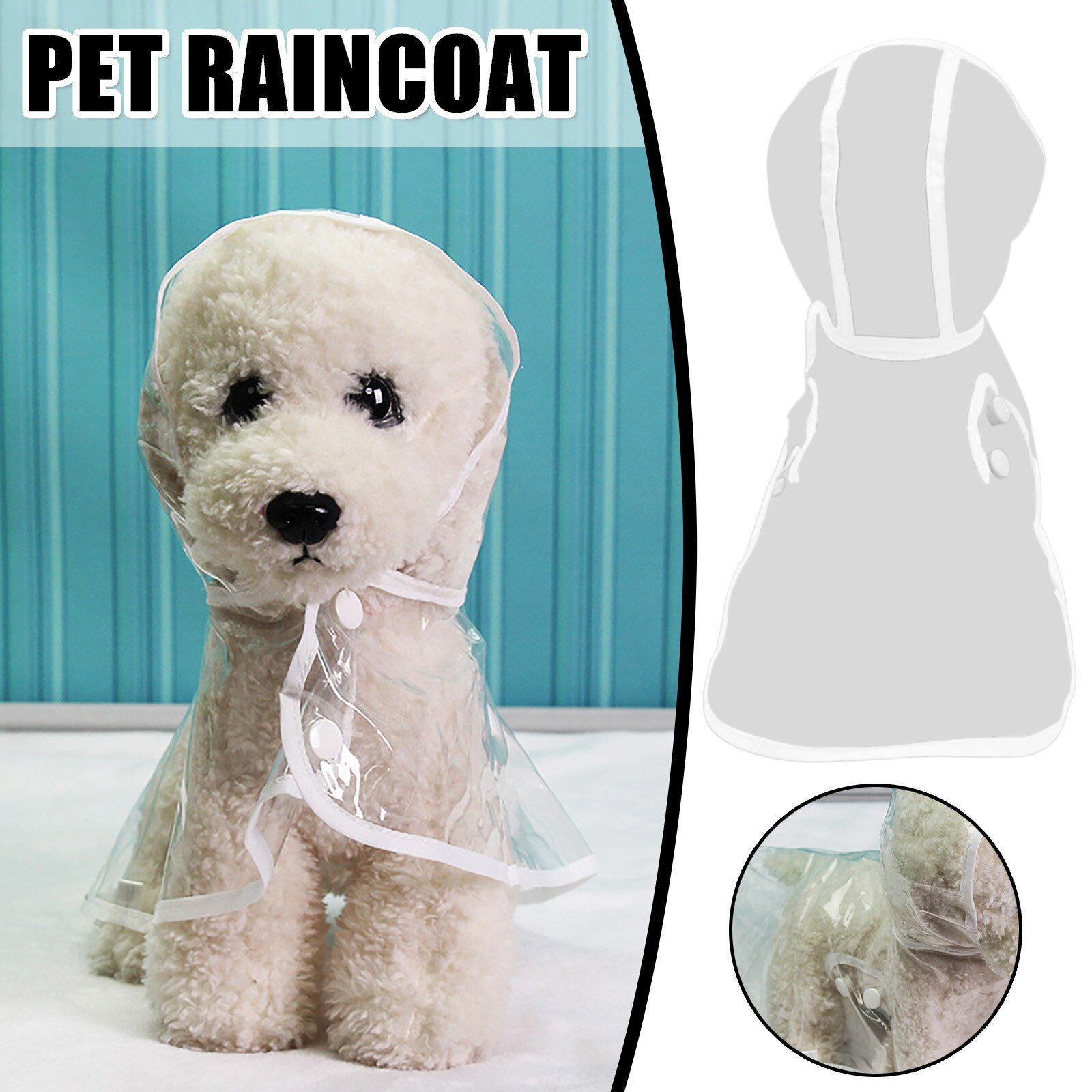Transparent Raincoat White Dog Raincoat Cat dog Umbrella Cape PVC Pet coat Rain Gear personality Walking Equipment X8