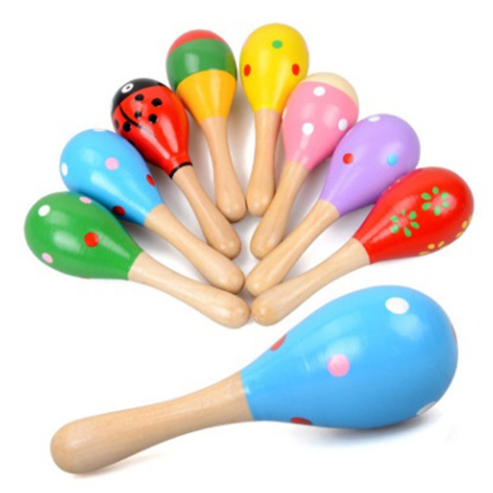 1Pcs Kleurrijke Houten Maracas Baby Kind Muziekinstrument Rammelaar Shaker Party Kinderen Speelgoed