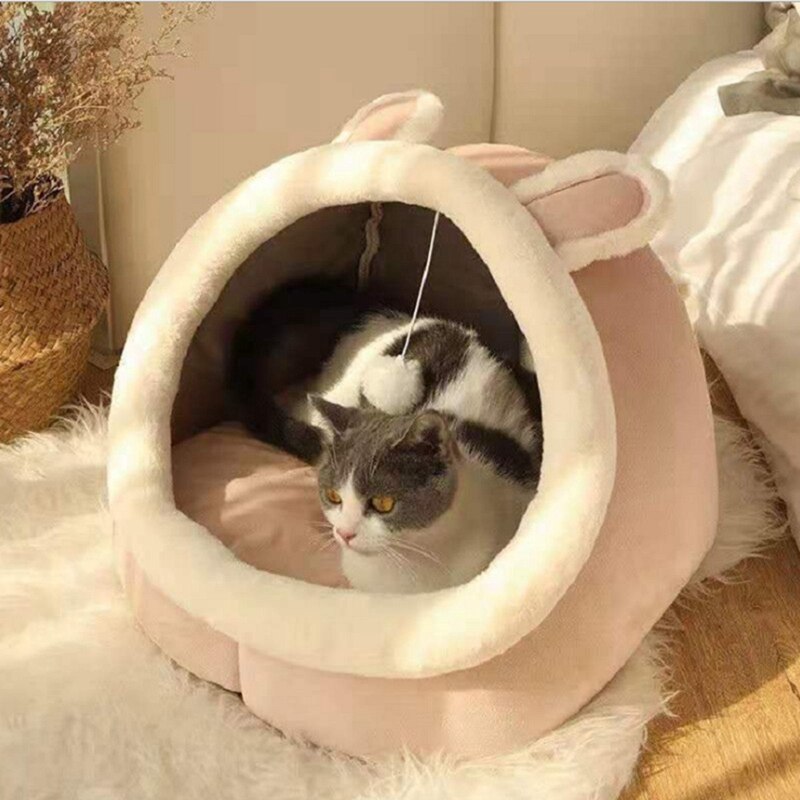 Warm Katten Bed Leuke Katten Huis Kitten Lounger Kussen Voor Kleine Huisdier Slaap Tent Wasbare Katten Slaapzak Zacht: M