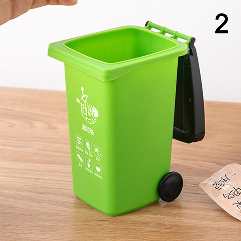 1Pcs Mini Desktop Tidy Pen Waste Bin Trash Can With Lid Stationery Holder Rubbish Garbage Home Office School Supplies: Green