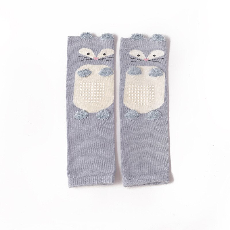 Joelheiras de raposa com desenhos, meias de joelho fofas para meninos e meninas engatinhando, outono e inverno, antiderrapantes e protetor de segurança para crianças: blue