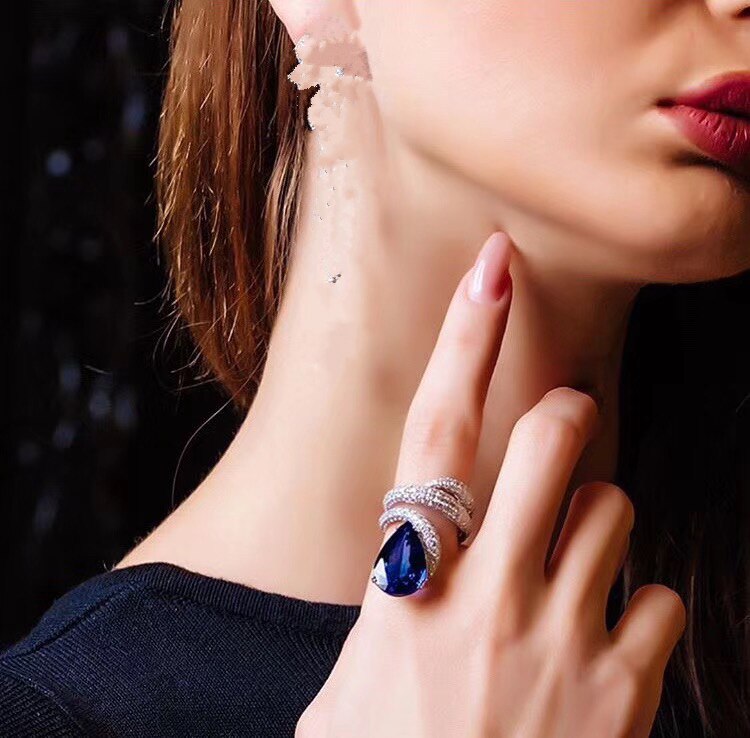 JaneKelly Water Vorm Open Ring - Zirconia Pavé Zetting - Dames Trouwring Accessoire