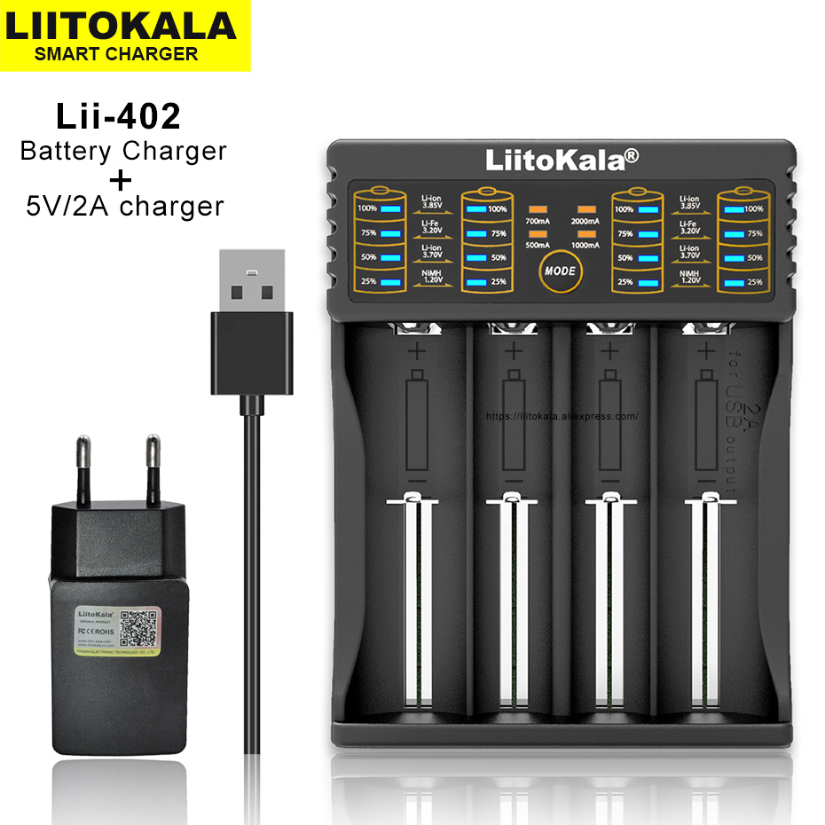 LiitoKala Lii-M4S 402 M4 18650 LCD Multifunctional Battery Charger For 3.7V 26650 21700 14500 Fast charging Smart Charger: black